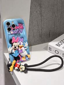 This Disney Mickey Mouse Lanyard Phone Case Is Fully Covered In TPU Material. It's Shockproof, Lightweight, And Compatible With IPhone17/16/11/13/15/15 Plus/15 Pro/15 Pro Max/12/14 Pro Max/11 Pro Max/12 Pro/12 Pro Max/13. This Phone Case Makes A Popular Birthday Gift Or Business Gift; It's Durable, Stain- And Fingerprint Resistant, And Suitable For Both Men And Women. The Set Also Includes A Mickey Mouse Phone Case And A Mickey Mouse Plush Bracelet. It's A Perfect Gift For Friends And Family. This Stylish Phone Case Is Fun, Lightweight, And Durable. IPhone17 Pro Max Phone Case, Minnie Mouse Phone Case. - trắng - Xem 3