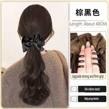 Ponytail Wig, Lazy Curly Hair, Realistic Synthetic Hair Extension - Dark Brown - View 17