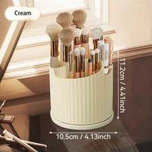 Organizador de maquillaje giratorio con rotación de 360°, a prueba de polvo, acabado pulido, soporte multifuncional de escritorio para bolígrafos, con montaje sobre encimera, hecho de plástico, para dormitorio, baño, oficina, decoración del hogar - Multicolor - Ver 11
