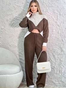 Warm Knit Mousse Set With Zipper Missione - Rust Brown - View 5