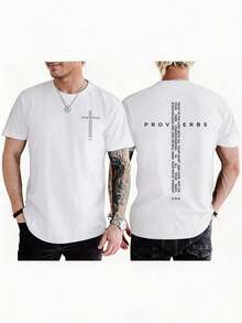 Men'S Crew Neck Graphic Print Short Sleeve Street Wear T-Shirt, Christian Shirts For Men Vintage Religious Cross Bible Verse T-Shirt Jesus Faith Tshirt Inspirational Graphic Tees, Funny Graphic Tees For, Boyfriend Gift - 白色 - 查看 5