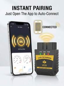OBD2 Bluetooth Wireless Car Diagnostic Scanner Tool Compatible With IOS And Android, Performance Testing, Bluetooth 5.4/4.0, Vehicle Fault Code Reading And Clearing, Real-Time Data, Dedicated App - A - View 3