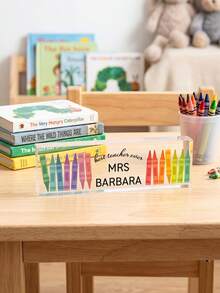 1/3/5个装个性化姓名牌,蜡笔图案教师主题桌面姓名牌,教师节感谢礼物,返校教室桌面装饰,彩色蜡笔亚克力姓名牌,个性化教师礼物,教室办公桌装饰,适合作为教师节礼物、感恩节礼物、毕业纪念教师礼物、纪念品 - 多色2 - 查看 10
