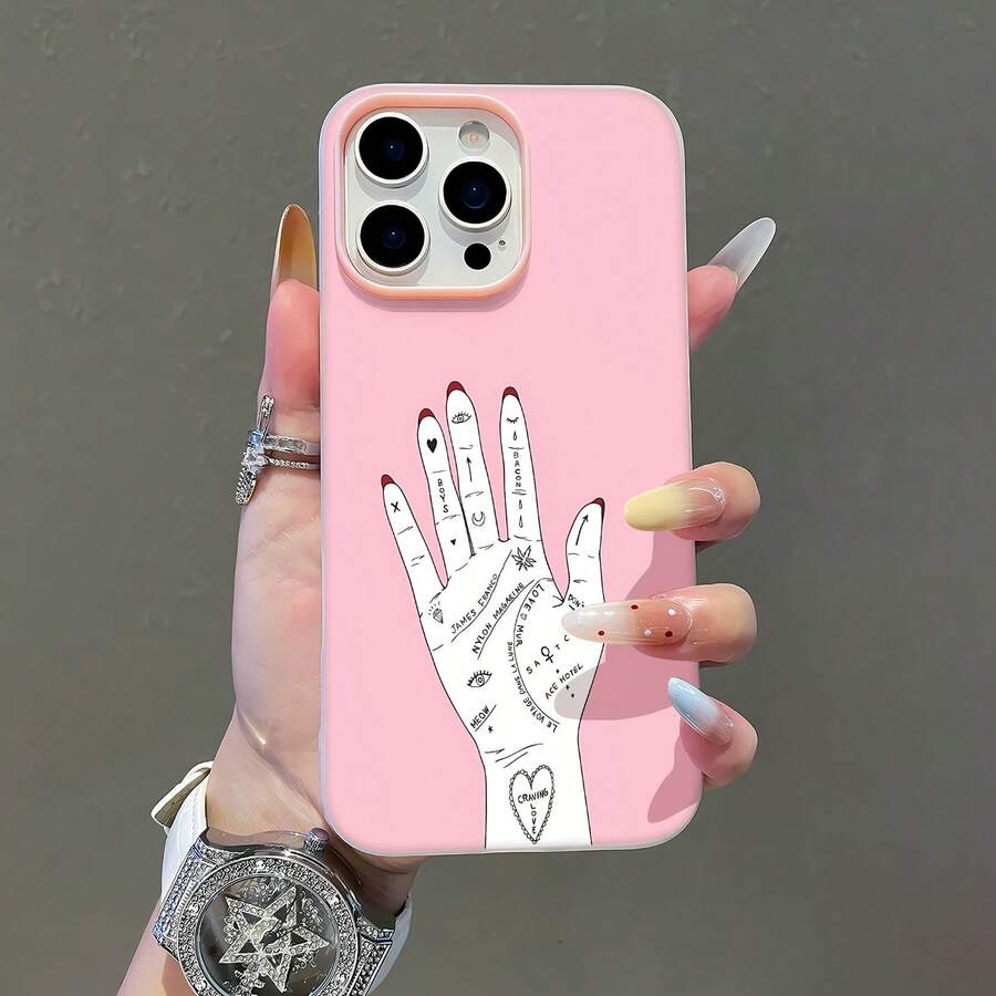 Lectura de la palma de la mano rosa, celebridades y cultura pop.funda de teléfono Fundas compatibles con ,Apple,VIVO,OPPO,,, y Honor.Fabricadas en silicona TPU,ofrecen protección contra golpes y caídas. - Rosa - Ver 1