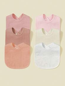 6pcs Baby Bibs, 100% Soft Cotton Muslin Material, Drool Bibs With Adjustable Snap Closure, Essential For Newborns, Boys And Girls - Multicolor - View 8
