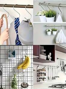 Bộ 10 móc chữ S chịu lực cao, móc treo nồi chảo, móc hình chữ S dùng để treo nồi, dụng cụ nhà bếp, quần áo, túi xách, khăn tắm, cây cảnh. - Móc chữ S - Xem 6