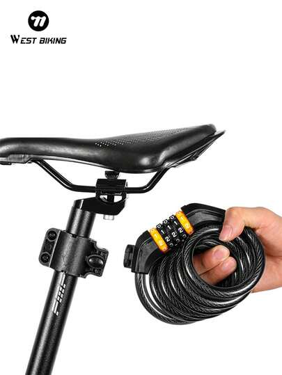 WEST BIKING قفل دراجة مقاوم للسرقة من ويست بايكينج، سلسلة سمك 12 مم مغطاة بطبقة خارجية من البي في سي مقاومة للصدأ، مناسبة للدراجات والدراجات النارية والبوابات