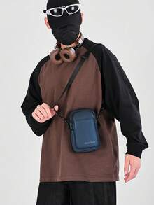 新款男士斜挎包休闲简约防水单肩包仿皮防水耐磨小包日常通勤包可折叠 - 彩色 - 查看 4