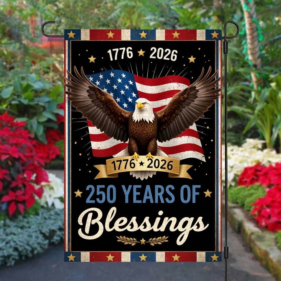 1pc, USA 250th Anniversary Garden Flag, Fireworks 1776-2026 Yard Decor, America 250 Years Freedom Outdoor Flag, Patriotic Celebration Sign 12x18 Inch, Perfect For Yard Decor, And Celebrate Decorations, Home And Scene, No Flagpole Included - Style-A - 查看 1