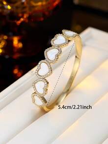 1pc Women's Bracelet, Fashionable Heart-Shaped Splicing Design, Elegant Delicate Heart Niche Versatile Accessory Suitable For Daily Wear - [Better Quality] Bracelet - View 6
