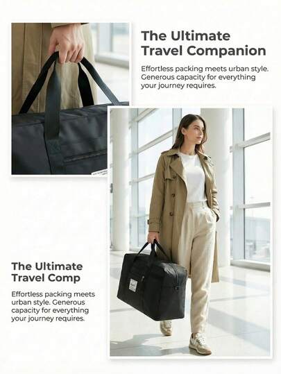  URBANWAVE 大容量运动健身包/旅行手提包，适合日常训练、健身、瑜伽、户外运动、周末短途旅行和过夜旅行，可扩展，带防水口袋，适合学校、大学及其他场合。