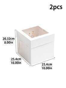 1pc/2pcs/4pcs Cake Boxes, Large Size White Bakery Boxes, Square Cardboard Cake Boxes, Multilayer Cake Decorating Supplies For Wedding, Birthday, Party - Paper - View 18