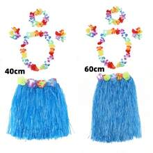 Bộ 8 món gồm váy cỏ Hawaii, băng đô hoa, trang phục dự tiệc biển mùa hè mới, trang phục lễ hội, trang phục đi biển, phụ kiện mùa hè. - Hồng - Xem 5
