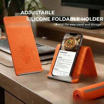 1Pc Adjustable Silicone Foldable Phone Stand, Portable Travel Desktop Tablet Holder, Anti-Slip Multi-Function Lazy Phone Cradle, Perfect For Watching Videos, Live Streaming, Online Classes, Office Work, Cooking Recipe Viewing, Suitable For Home, Office, Travel, Dorm, Car, Great Gift For Father's Day, Mother's Day, Friends, Boyfriend & Girlfriend, Family, Teachers, Colleagues, Halloween, Christmas
