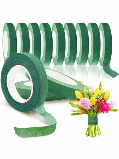 1/5 Roll Green Floral Tape, DIY Wedding Bouquet Stem Wrap Material, Suitable For Valentine's Day, Mother's Day, Father's Day Bouquet Wrapping, Floral Tape For Bouquet Wrapping And Floral Decoration, Wedding Supplies, Fresh Flower Specific Tape, Floral Specific Adhesive Tape, Bouquet Stem Wrapping, Wedding Bouquet Gift Birthday Graduation