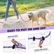 6ft P-Shaped Non-Pulling Dog Leash With Comfortable Padded Handle, Reflective Cord Suitable For Small, Medium And Large Dogs, Durable And For Outdoor Walking - Mauve Purple - View 5