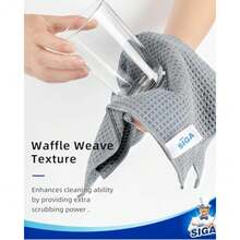 Waffle Pattern Cleaning Cloths Reusable Absorbent Microfiber Cleaning Cloths Lint Free Microfiber Kitchen Towels 6 Pack Gray 11.8 X 11.8 Inch - Xám - Xem 3