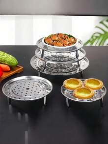Juego de bandejas de vapor apilables, material de acero inoxidable, diseño con patas elevadas, multicapa, duradero y reutilizable, adecuado para cocinar al vapor, blanquear, enfriar y otros métodos de cocción. Perfecto para el hogar, restaurante, caravana, camping y otros escenarios, uno de los utensilios de cocina talla grande populares actualmente - Ver 10