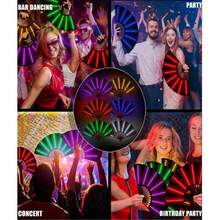 1pc Foldable LED Lighting Hand-Held Fan, Colorful Illuminated Hand Fan (Battery Included) - Party Favors, Performances, Weddings, Birthdays, Nightclubs, Glow Parties, Music Festivals, Amusement Equipment, Halloween Parties, Cosplay, Lighting - Multicolor - View 9