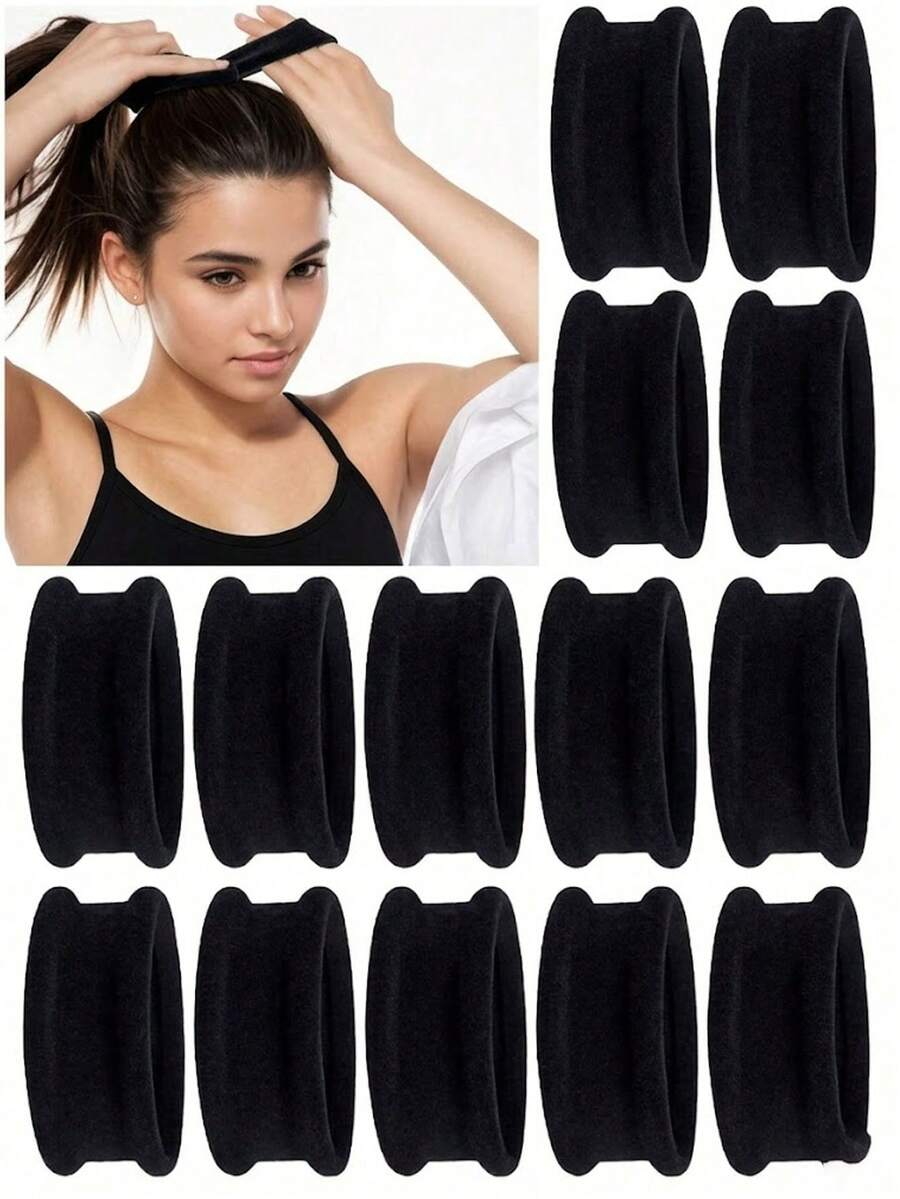 1/5/10/20pcs High Elastic Extra Wide Seamless Hair Tie, Fashionable & Elegant Hair Ties That Won't Damage Hair, Suitable For Girl To Tie High Ponytail - Black - View 1