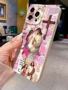 Shockproof Phone Case With A Minimalist And Colorful Painted Jesus Design, Compatible With IPhone And . - Multicolor - View 3