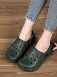 Sandal Unisex Berlubang dan Bernapas, Cocok untuk Semua Musim, Ringan, Anti Selip, Tidak Bersuara, Sandal Serbaguna untuk Dalam/Luar Ruangan - Hijau Tentara - View 2