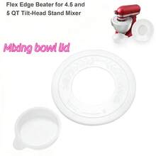 Juego de 3 accesorios de cocina de acero inoxidable: tazón mezclador oscuro a prueba de salpicaduras con batidor, 5 cuartos (1.24 galones), compatible con batidoras de pedestal con cabezal inclinable, regalo ideal para reposteros caseros. - Blanco - Ver 7