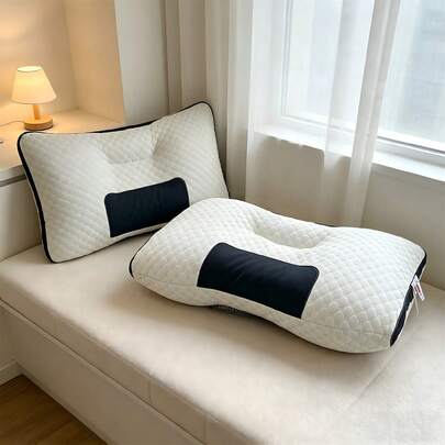 Set Of 2 Bed Pillows For Side Sleepers – Ergonomic Neck Support Pillow With Breathable Cotton Cover & Firm Polyester Filling, Hotel Style Comfort, Easy Care
