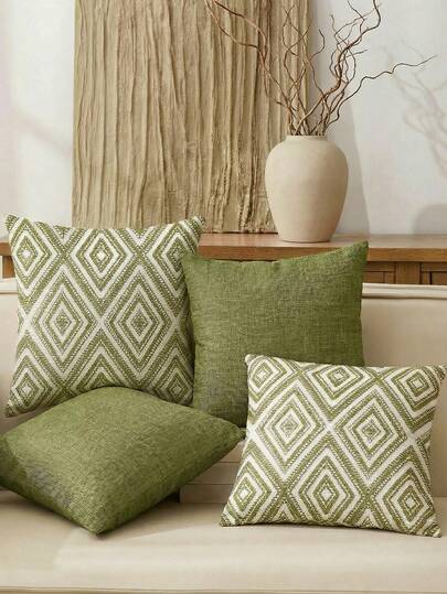 Bộ 4 vỏ gối trang trí, họa tiết hình học, vỏ gối làm từ sợi polyester chống dị ứng 100%, chất liệu vải lanh cổ điển, khóa kéo ẩn, có thể giặt bằng máy, thiết kế đường nét hiện đại tối giản, khóa kéo, vỏ gối trang trí nhà cho ghế sofa, phòng khách, phòng ngủ, không có ruột gối