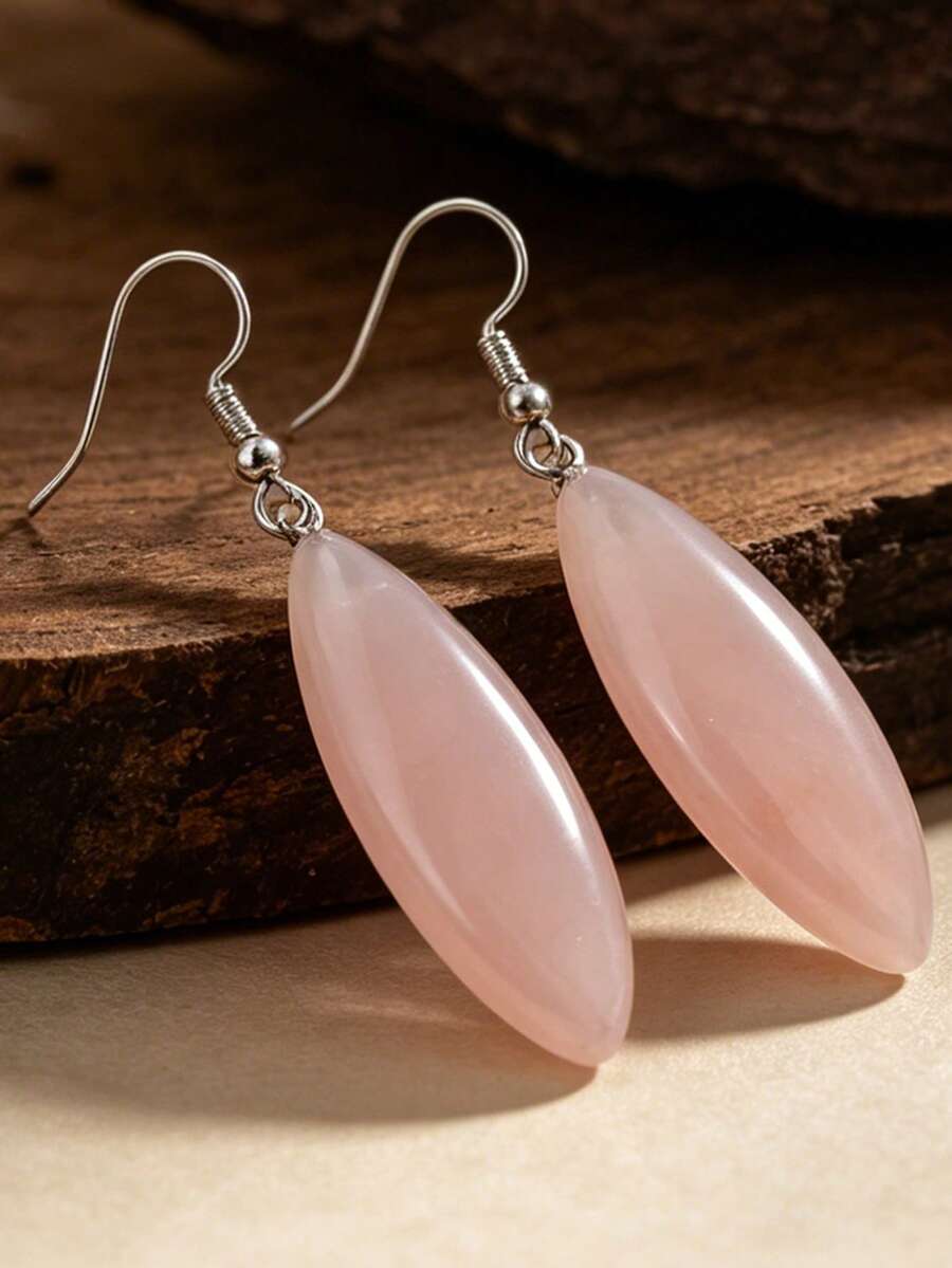Eleganti orecchini a pendente in quarzo rosa, simbolo di romanticismo e amore, orecchini da donna alla moda e versatili, per vacanze primavera/estate, appuntamenti, accessori quotidiani, San Valentino, matrimonio, regalo per feste