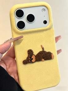 1个可爱3D腊肠犬/柯基犬卧姿纹理全包手机壳，适用于 17/17 Pro Max/17 Pro/17 Air/16/15/14/13/12 Pro Max/16 Plus/11，可爱防摔软壳，秋冬季圣诞礼物 - 黃色 - 查看 3