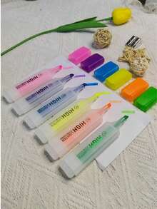 1pc Highlighter Pen, Thick Barrel Large Capacity, High Aesthetic, Student Marker, Colorful Quick-Drying Notebook Pen - Sets - View 3