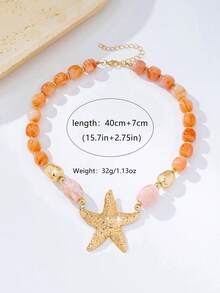 1 chiếc vòng cổ mặt dây chuyền hình sao biển đính hạt kiểu cổ điển phóng đại, thanh lịch, thích hợp cho đi biển, dự tiệc, tiệc chiêu đãi và đeo hàng ngày. - Nhiều màu - Xem 4