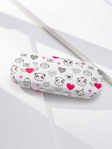 1pc Cute Print Eyeglasses Case With Soft Lining, Perfect For School Dating Travel Daily Wear, Portable Hard Shell Protective Glasses Holder, Stylish Cartoon Pattern Design, Ideal Gift For Students Teens Adults - Black and White-617 - View 6