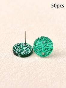 50pcs 14mm Earring Studs Acrylic Earring Posts, Fashion Jewelry DIY Earring Making Accessories - Solid Color Circle - View 16