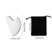 1/2pcs Face Massage Tool Set, Includes Gua Sha Board And Storage Bag. Suitable For Beauty Tools. Thickened And Enlarged Stainless Steel Scraping Gua Sha Board. Can Be Used On Face And Body, Suitable For Salon Use. An Ideal Christmas Gift For Wife, Mother Or Sister - Silver - View 14