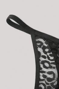 Bộ 2 chiếc quần lót bikini dây mảnh họa tiết da báo đen trắng, kiểu dáng gợi cảm, cạp thấp, không đường may, chất liệu ren, thoải mái và thoáng khí. - Đen và trắng - Xem 4
