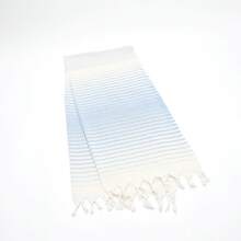 博德鲁姆 Peshtemal，土耳其 Peshtemal 毛巾，薄 Peshtemal，易于携带沙滩巾，75X160 厘米 Peshtemal 毛巾 - 藍白 - 查看 5