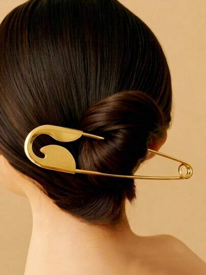 2个/1个女士合金金/银弧形发夹，超大号，时尚设计，丸子头造型配饰，简约复古创意独特礼物，适合日常使用