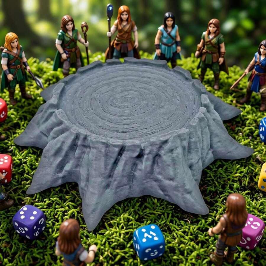 3D Printed D&D Terrain - Tree Stump Base, Tabletop RPG Wargame Scenery, Game Accessories, DIY Painting Prop, Fantasy Game Supplies