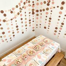 1pc/2pcs/3pcs Polka Dot Floral Wreath, Cream, Brown, Pink Boho Style Hanging Paper Circular Dotted Garland, Suitable For Neutral, Country, Cowgirl, Western, Birthday, Shower, Wedding, Woodland Party Decor - A - View 3