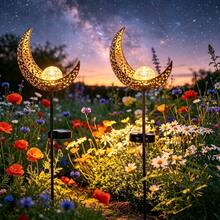 1Pack Solar Moon Lawn Light, Stake Spotlight Polished Metal For Garden Path & Courtyard Decor - Solar Moon - View 5