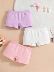 6pcs Girls Basic Solid Seamless Boxer Briefs Mid-Waist Safety Shorts Soft Active Underwear Panties For Daily School Under Skirt - Multicolor - View 2