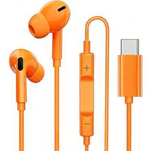 FCV USB-C 有線麥克風入耳式耳機 - USB Type-C 耳機配備柔軟貼合耳塞，120cm 線長降噪耳機，適用於 iPhone 17 Air 16 Pro 15 Pro Max Plus Galaxy S23 Ultra S22 S21 FE S20 Z Flip 3 Fold 4 A53 A54 及更多智慧型手機、平板電腦、筆記型電腦 USB Type C 耳機 - 查看 10