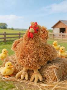 1 pieza Muñeco de peluche de gallina linda de 25cm/9.84in, muñeco de pollo de peluche súper suave y esponjoso, muñeco de peluche de animal de granja realista y adorable, regalo perfecto de cumpleaños, Navidad y Pascua para niños, decoración acogedora para el hogar, la guardería y el sofá, compañero lindo para los amantes de los animales - Marrón - Ver 4