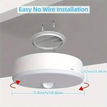 1PC Rechargeable LED Ceiling Light, 7000mAh 300LM High Brightness Motion Sensor Light, Day & Night Dual Mode, Wireless & No Hardwiring For Hallway Staircase Entryway Garage Home Lighting - one-size - View 3