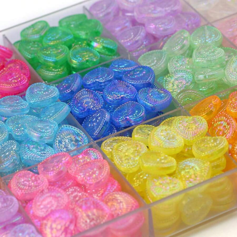 20 hạt acrylic hình trái tim hai mặt, nguyên liệu tự làm trang sức cho vòng cổ, vòng tay, bông tai.