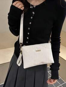 Nueva bolsa de mano de mujer con estampado de cocodrilo para primavera/verano, bolso versátil de hombro/cruzado, bolso cuadrado mini exclusivo y dulce - Blanco - Ver 2