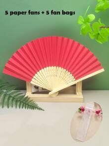 1/3/15/30pcs Summer Essential Minimalist Paper Folding Fans, White And Colorful Styles, Portable Handheld Fans, Suitable For Wedding, Party, Baptism Ceremony Bride Gifts, DIY Decoration And Photography Props - Multicolor - View 18
