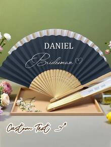 Customized Photo And Name Logo Wedding Fan, Classic DIY Handheld Fan For Wedding Decoration - Multicolor - View 6